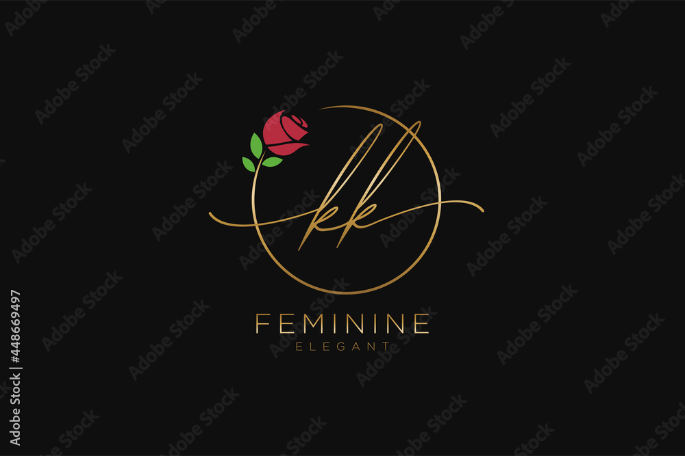 initial KK Feminine logo beauty monogram and elegant logo design ...