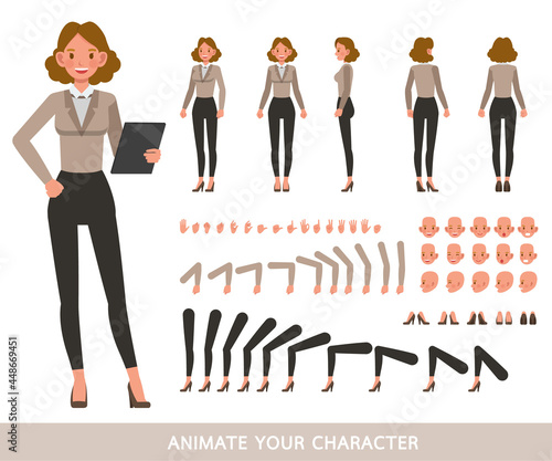 Business Woman wear brown shirt character vector design. Create your own pose.