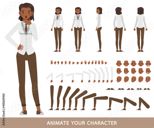 Business Woman wear white shirt and brown trousers character vector design. Create your own pose.