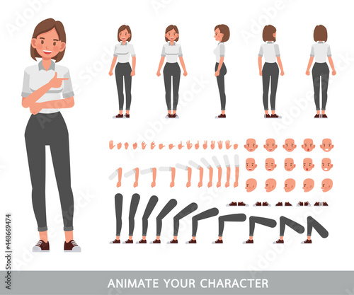 Business Woman wear white shirt character vector design. Create your own pose.