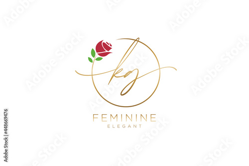 initial KG Feminine logo beauty monogram and elegant logo design, handwriting logo of initial signature, wedding, fashion, floral and botanical with creative template.