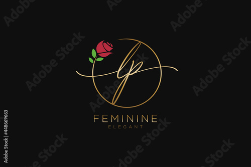 initial LP Feminine logo beauty monogram and elegant logo design, handwriting logo of initial signature, wedding, fashion, floral and botanical with creative template.