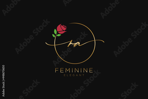 initial RA Feminine logo beauty monogram and elegant logo design, handwriting logo of initial signature, wedding, fashion, floral and botanical with creative template.