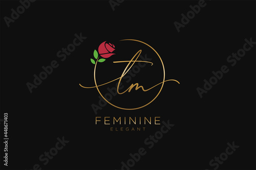 initial TM Feminine logo beauty monogram and elegant logo design, handwriting logo of initial signature, wedding, fashion, floral and botanical with creative template.