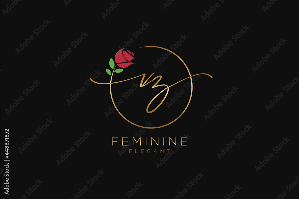 initial VZ Feminine logo beauty monogram and elegant logo design ...
