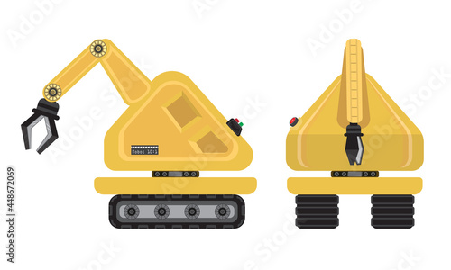 Robot arm claw manufacture technology and factory flat decorative icons set isolated vector illustration