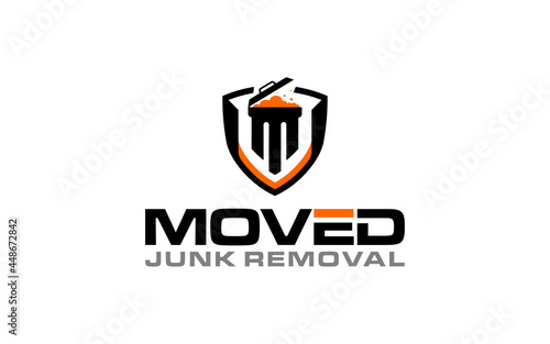 Illustration vector graphic of junk removal solution services logo design template
