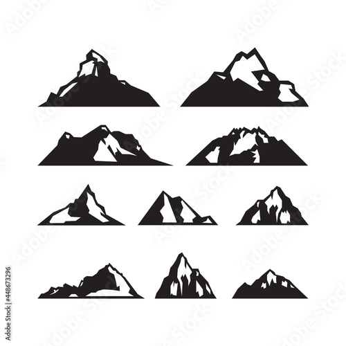 set of mountains Icon, Logo Design - Silhouette Mountain Symbol Icon and Logo