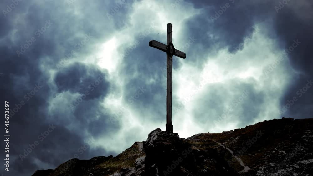 cross with thunderstorm atmosphere in the sky cross with thunderstorm atmosphere in the sky