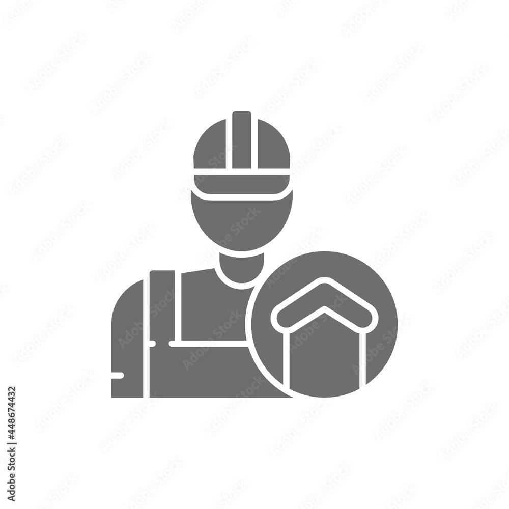 Vector repairman, foreman, builder, architect grey icon.