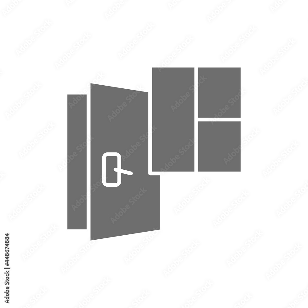 Door and window installation services, replacement grey icon. Door and window installation services, replacement grey icon.