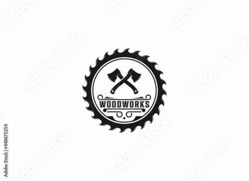 woodworking logo template, vector in white background