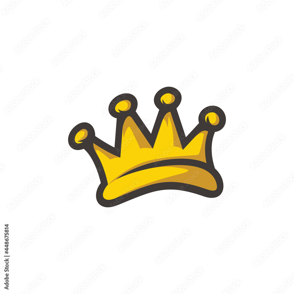 Fun king queen crown cartoon symbol logo style line art illustration design  vector Stock Vector | Adobe Stock