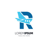 Letter R Initial Airplane Tail Logo Design Vector Graphic Icon Emblem Illustratio