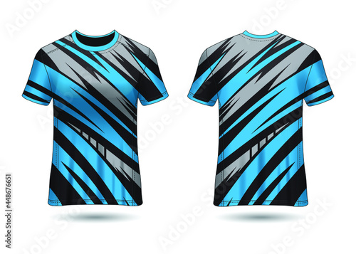 T-Shirt Sport Design. Racing jersey for club. uniform front and back view.