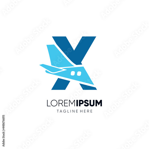 Letter X Initial Airplane Tail Logo Design Vector Graphic Icon Emblem Illustration