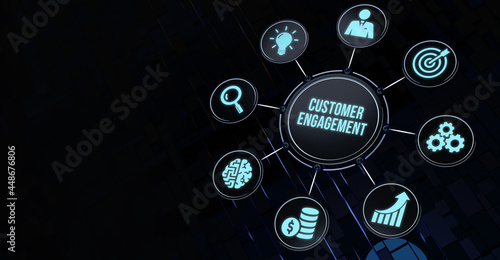 Internet, business, Technology and network concept. Shows the inscription: CUSTOMER ENGAGEMENT.