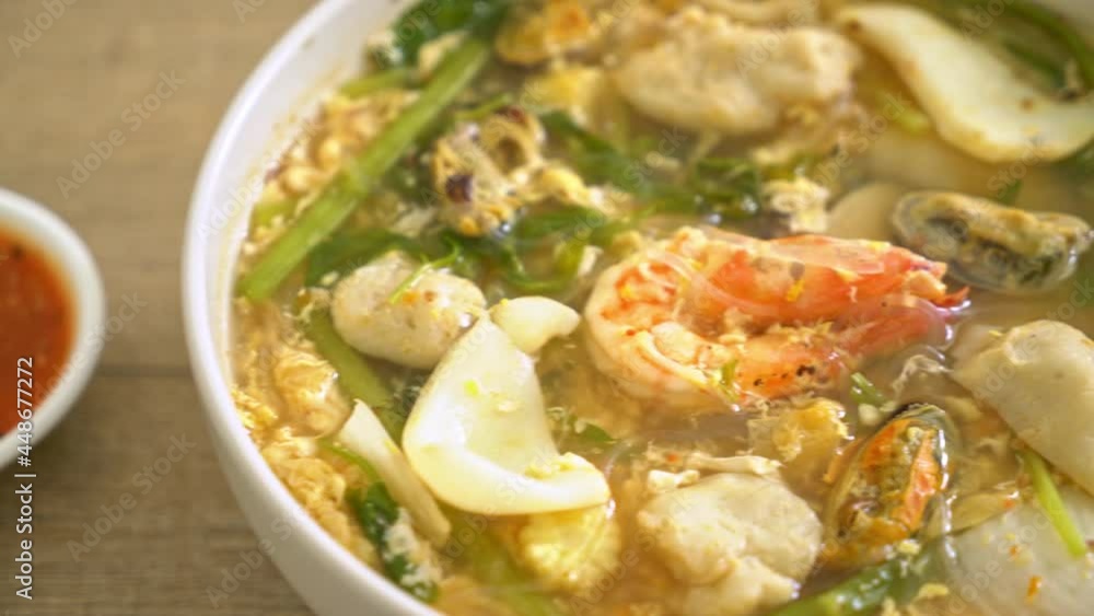 Sukiyaki soup with seafood bowl - Asian food style Sukiyaki soup with seafood bowl - Asian food style