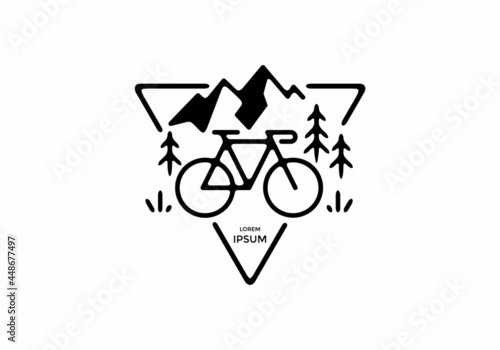 Bike mountain line art illustration