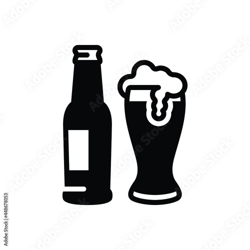 Black solid icon for beer
