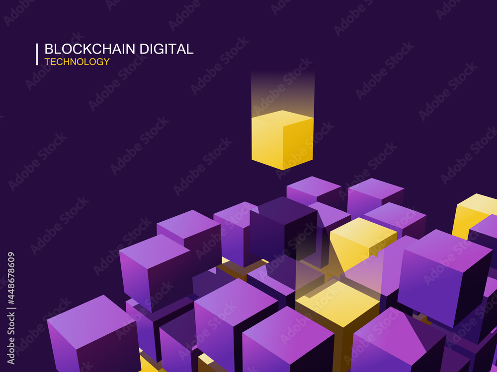 Obraz premium Blockchain digital technology. Perspective Illustration about blockchain.