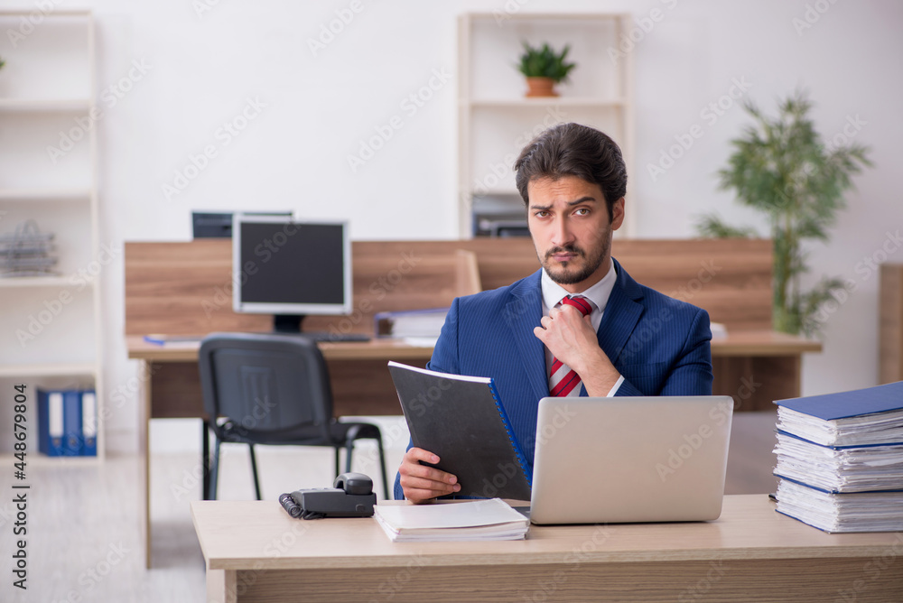 Young male employee working in the office Young male employee working in the office