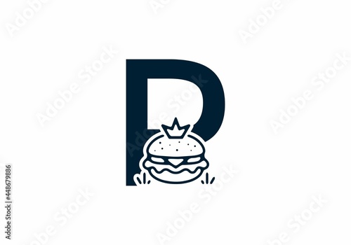 Merger shape of P initial letter with burger and crown