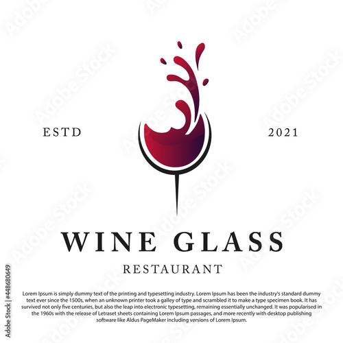 Vintage retro wine logo. Wine with glass vector for bar or restaurant 