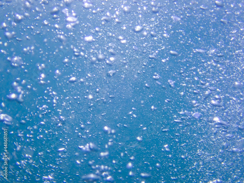 Underwater bubbles, under the Mediterranean sea, very suitable landscape picture for backgrounds, blue background of underwater bubbles.