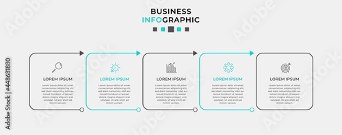 Vector Infographic design business template with icons and 5 options or steps. Can be used for process diagram, presentations, workflow layout, banner, flow chart, info graph