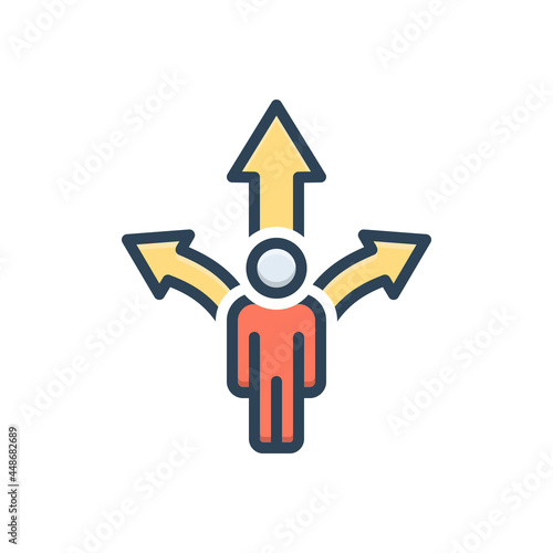 Color illustration icon for decide 