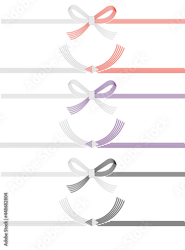 花結びと結切りの水引のベクターイラスト素材／水引き／パーツ／熨斗／和風