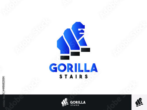 Gorilla Stairs logo design template photo