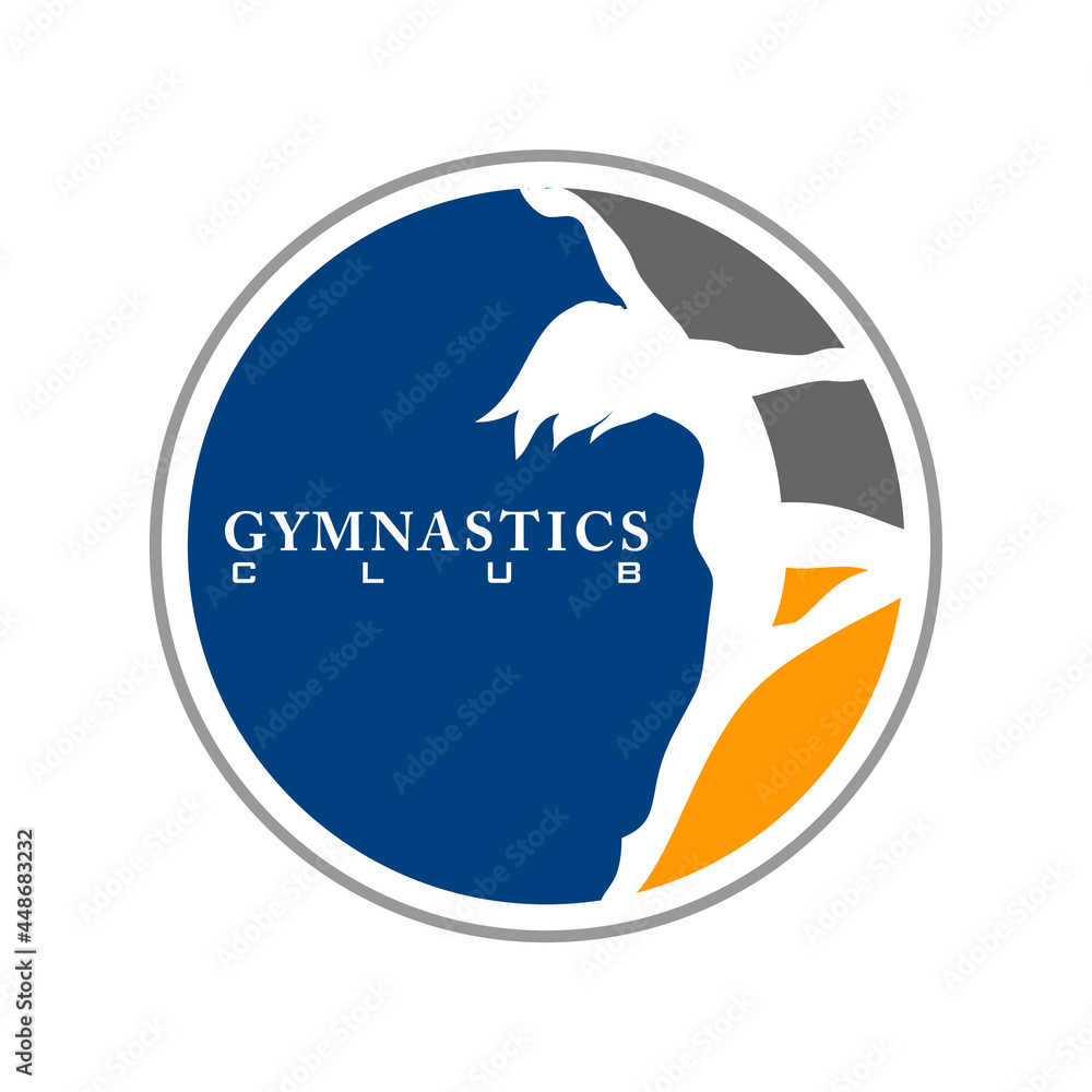 circle fitness club logo with gymnast silhouette circle fitness club logo with gymnast silhouette