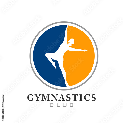 circle fitness club logo with gymnast silhouette