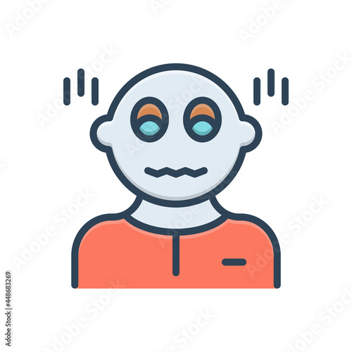 Color illustration icon for scared 