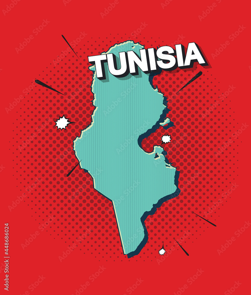 Pop art map of tunisia