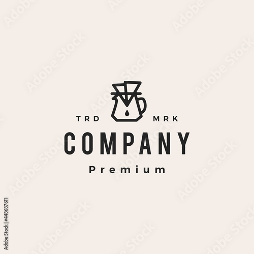coffee paper filter dripper hipster vintage logo vector icon illustration