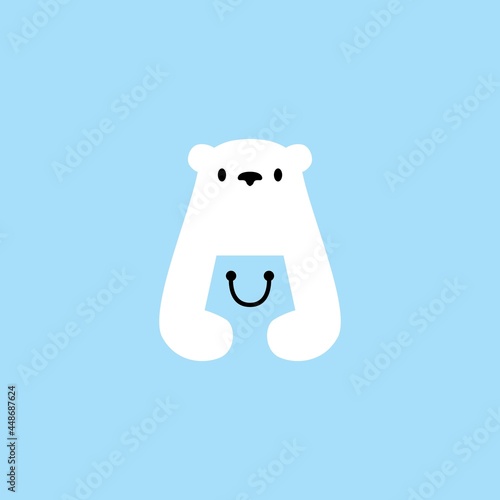 polar bear shop negative space logo vector icon illustration