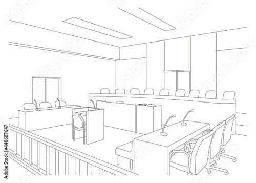 法廷のベクターイラスト. 裁判を行う.