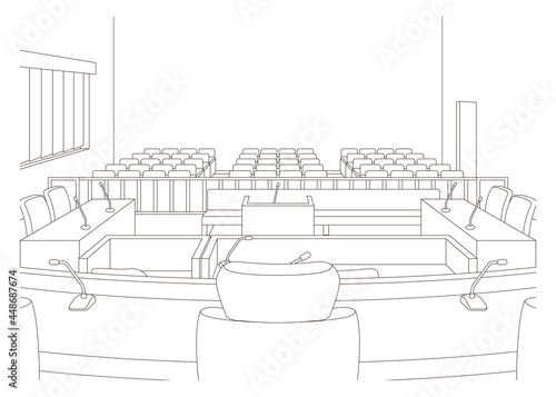 法廷のベクターイラスト. 裁判を行う.