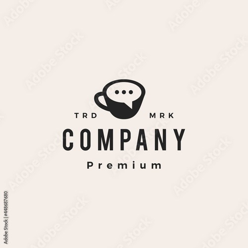coffee talk chat hipster vintage logo vector icon illustration