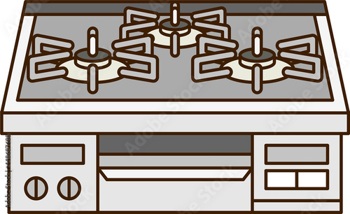 White table stove with 3 burners