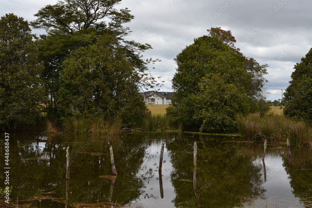 Obraz premium Cabaña. Laguna. Chile. Chiloé