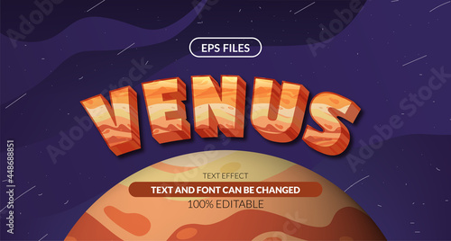 3d venus solar system astrology editable text effect. eps vector file. planet space cosmic