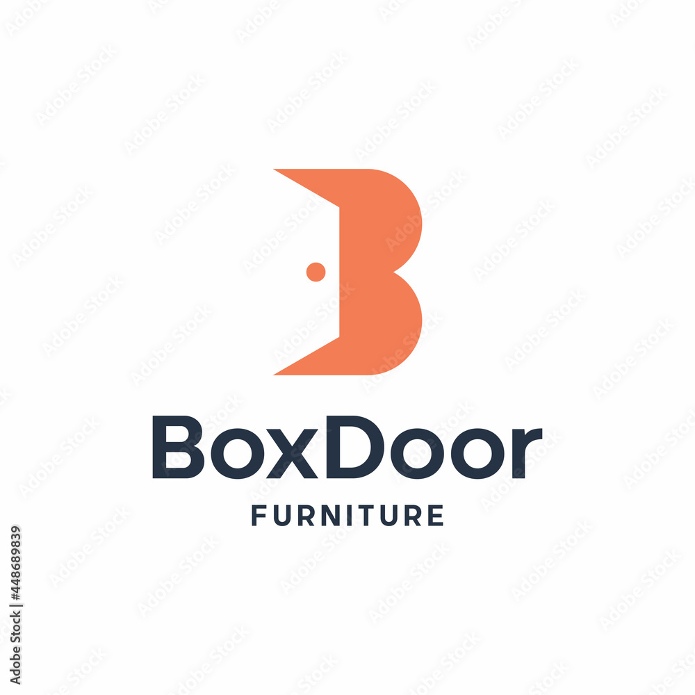 Letter B door interior abstract negative space simple modern logo design Letter B door interior abstract negative space simple modern logo design