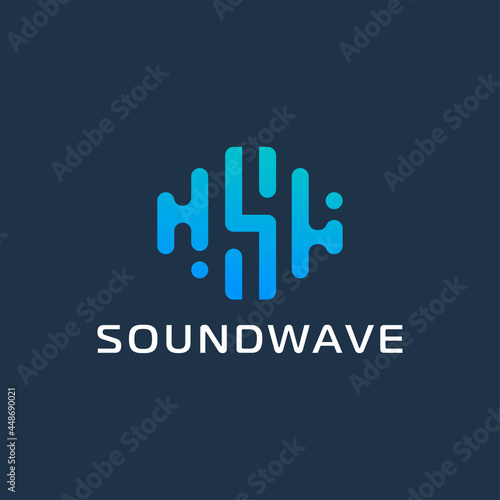 Abstract Letter S Soundwave Logo design isolated on Black Background