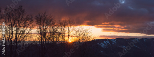 Panoramic view at sunset on the Rodna mountains, Transylvania region, Romania, Europe photo