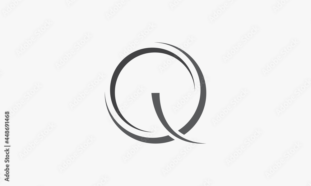 Q letter logo curve concept isolated on white background. Q letter logo curve concept isolated on white background.