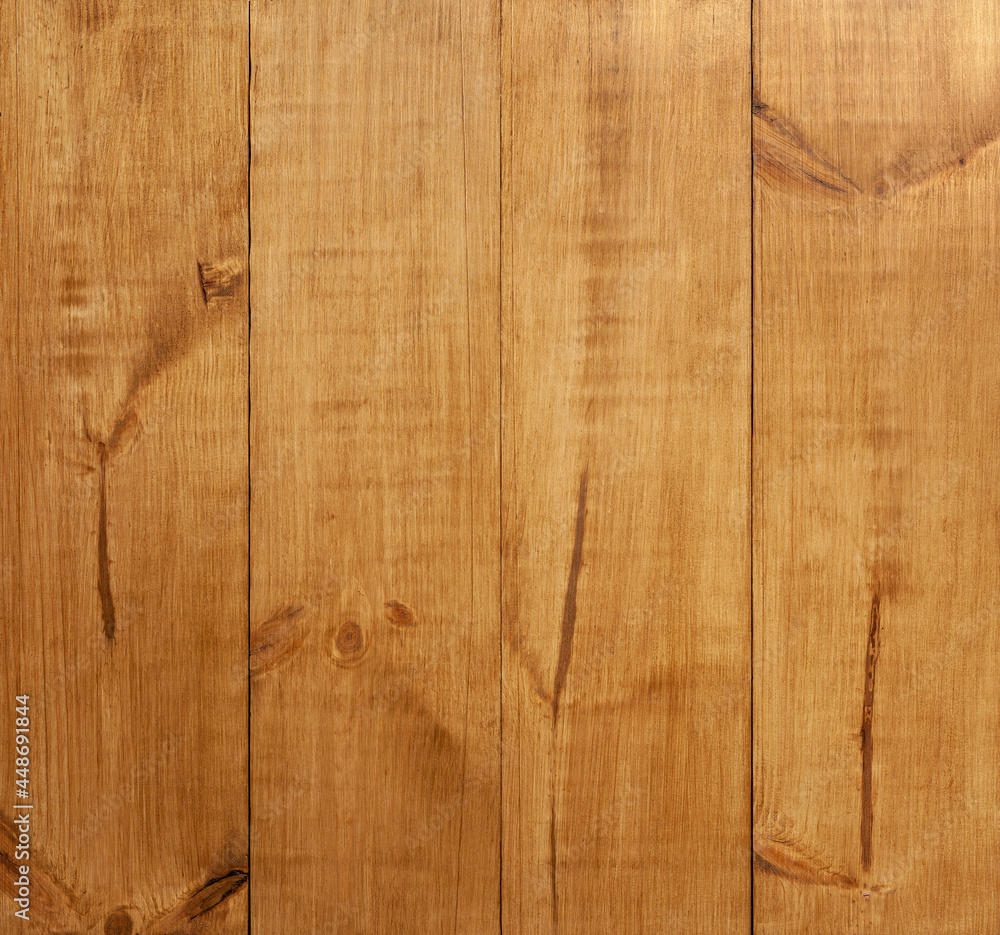 Naklejka premium Natural light brown wood planks with knotty texture